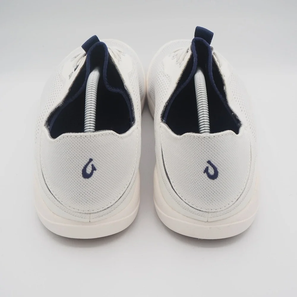 OluKai Moku Pae Bright White/Pacifica Breathable Boat Shoes Men's 11 Slip On
